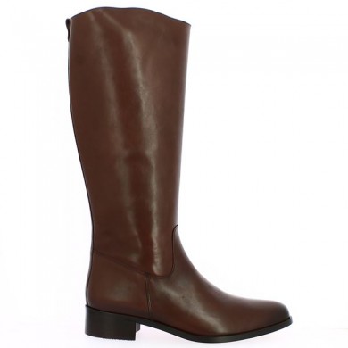 Shoesissime large brown leather rider boot, profile view