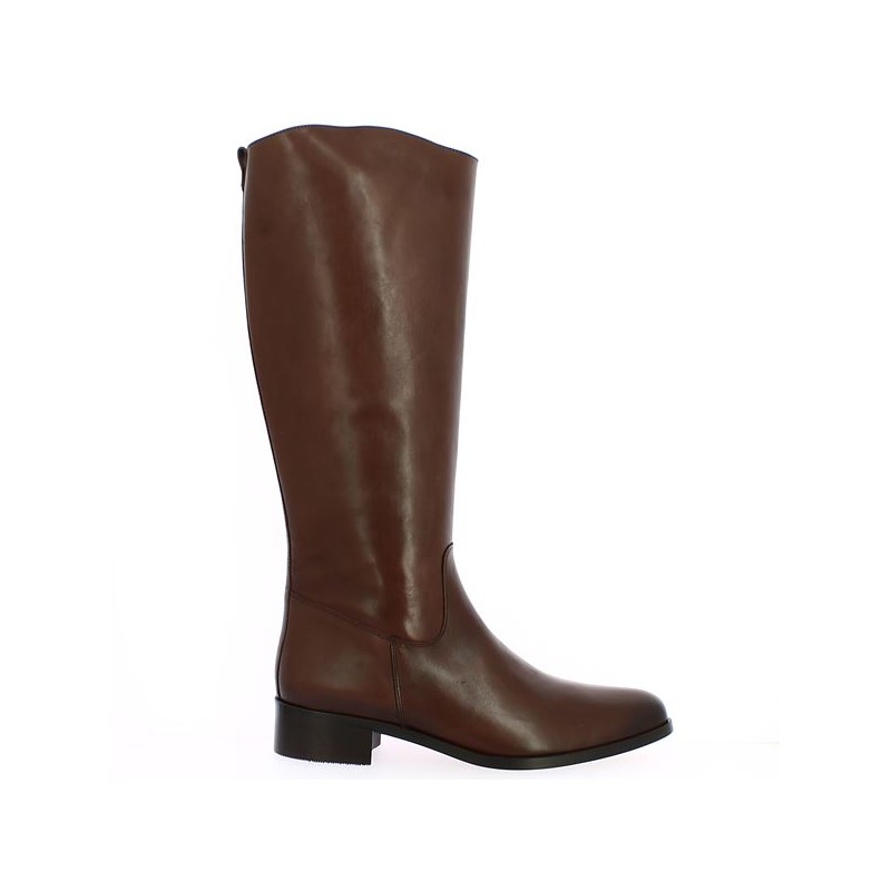 botte femme cavalière cuir marron grande taille Shoesissime, vue profil