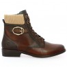 Shoesissime brown flat lace-up women's boots large size, side view