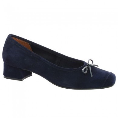 ballerine petit talon bleu marine nubuck 42, 43, 44, 45 Shoesissime, vue profil