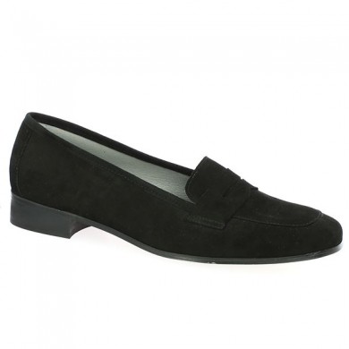 moccasin grande taille velours black Shoesissime, profile view