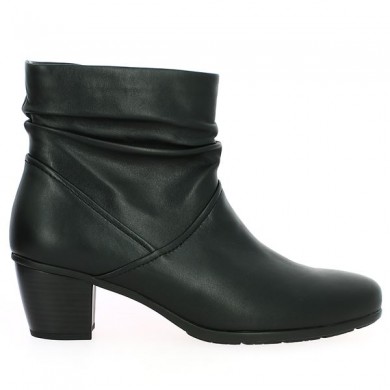 boots grande pointure Gabor cuir noir montante plissée, vue coté