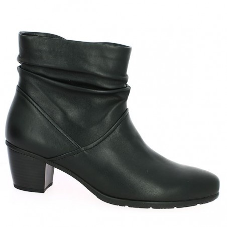 bottine grande pointure Gabor cuir noir montante plissée, vue profil bottine grande pointure Gabor cuir noir montante plissée, vue profil