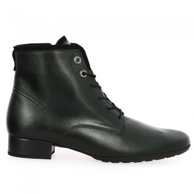 black leather flat lace-up boots Gabor 8, 8.5, 9, 9.5, side view