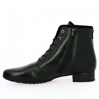 boots Gabor cuir noir à lacets plates fermeture éclair grande taille, vue intérieure