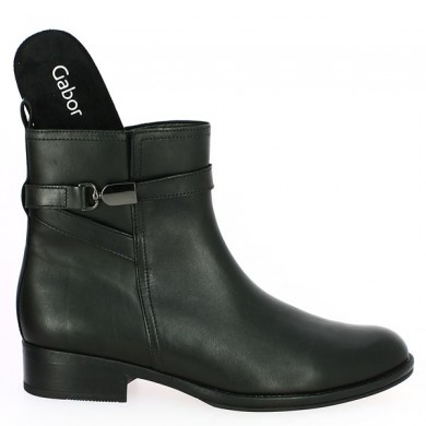 Cali - Black leather flat riding boot - Gabor Grande Pointure - Shoesissime