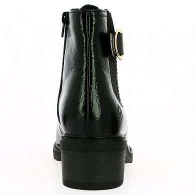 Boots Remonte lacets vernis noir 42, 43, 44, 45 boucle dorée D1A72-01 Remonte Shoesissime, vue arrière