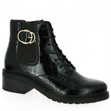 Boots black patent lace-ups D1A72-01 Remonte 42, 43, 44, 45 Shoesissime, view profile
