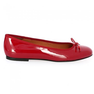 ballerine cuir vernis rouge grande pointure Folie's Shoesissime, vue coté