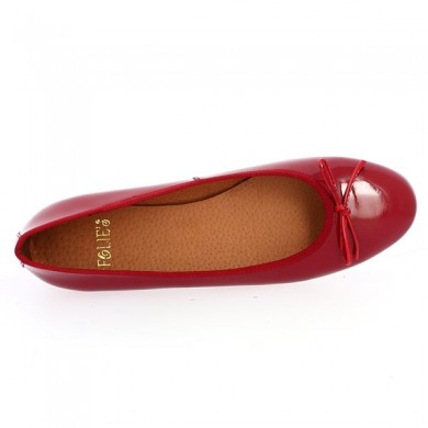 chaussures plates cuir vernis rouge grande pointure, vue dessus