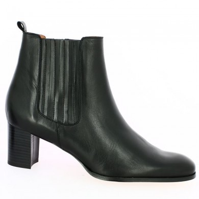 boots talon cuir noir élastiques coté grande taille, vue profil