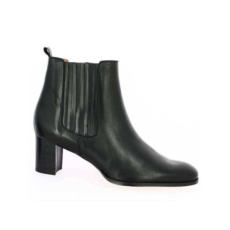 boots talon cuir noir élastiques coté grande taille, vue profil