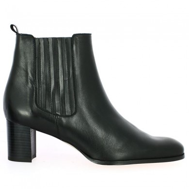 women's black leather ankle boots with elasticated heel, side view 42, 43, 44, 45 Shoesissime, side view