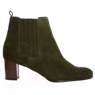 khaki green heel boots large size Shoesissime, side view