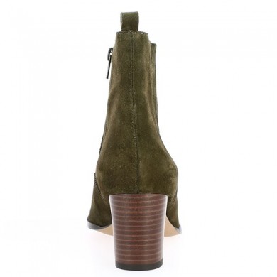 khaki green heel boots wooden heel 42, 43, 44, 45 Shoesissime, rear view