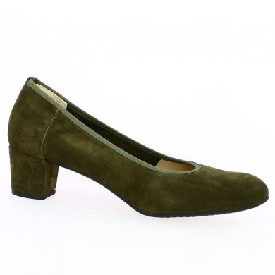 khaki green small soft heel pump 42, 43, 44, 45 Shoesissime, side view