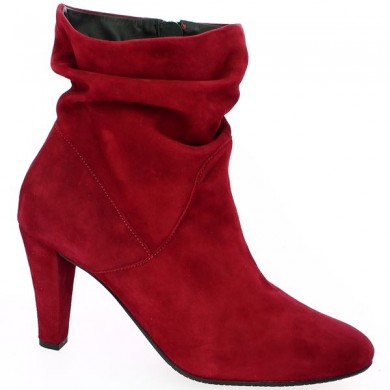 bottines à talon velours rouge 42, 43, 44, 45 Shoesissime, vue profil