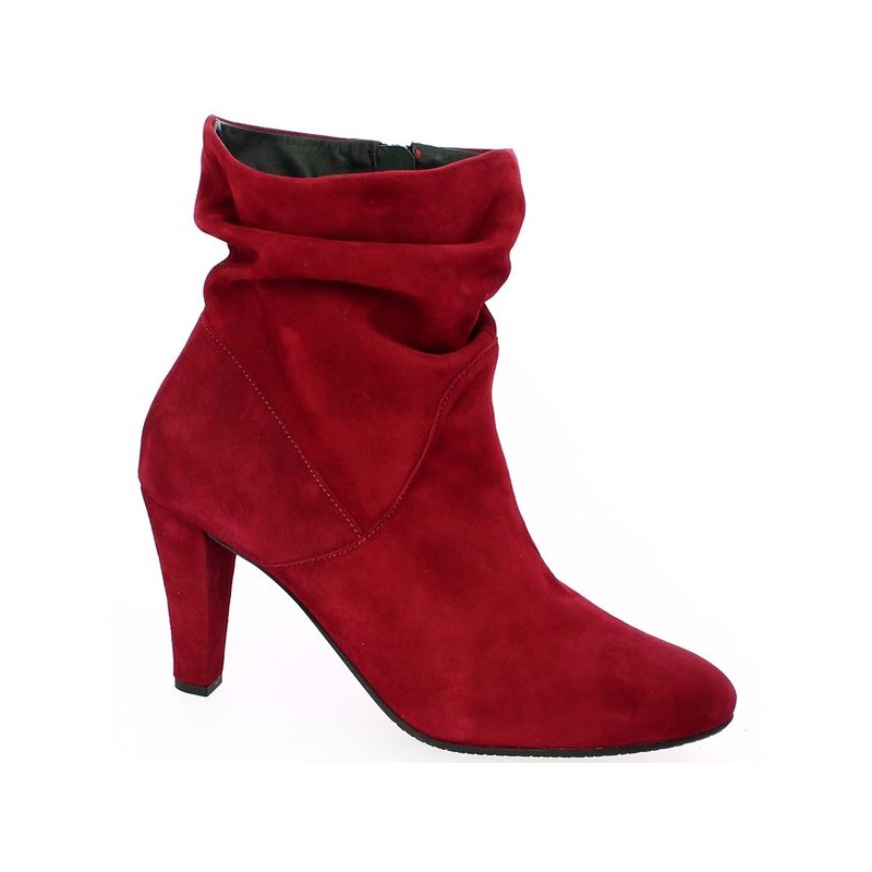 bottines à talon velours rouge 42, 43, 44, 45 Shoesissime, vue profil