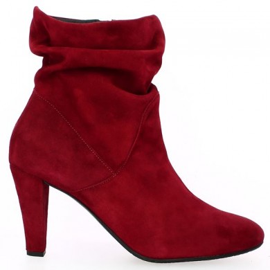 bottines à talon velours rouge grande taille Shoesissime, vue coté