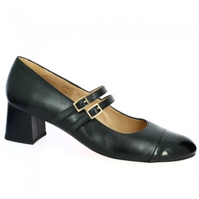 escarpin noir petit talon brides noir bout vernis 42, 43, 44, 45 Shoesissime, vue profil