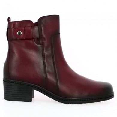Boots small heel burgundy leather Gabor big size Shoesissime, side view