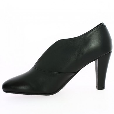 Shoesissime women's 42, 43, 44, 45 front split black leather heels, inside view