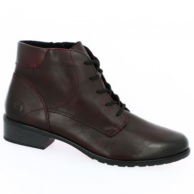 burgundy lace-up ankle boots Remonte D6877-14, view profile