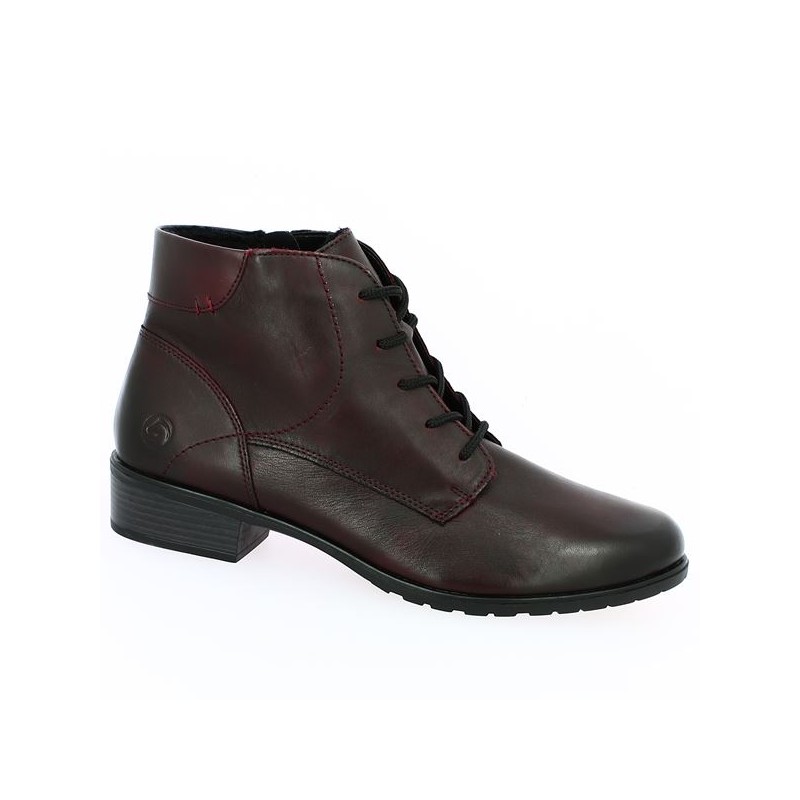 burgundy lace-up ankle boots Remonte D6877-14, view profile