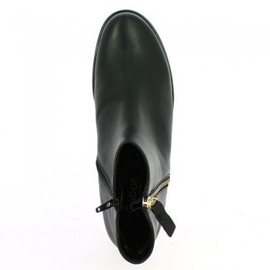 black leather heel boots with golden zip Gabor large size, top view