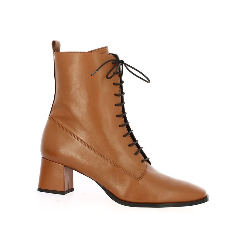 women's ankle boots lace-up heel square toe camel large size Shoesissime, view profile