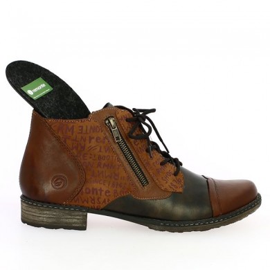 Remonte lace-up boots with removable soles Shoesissime camel patchwork, interior view
