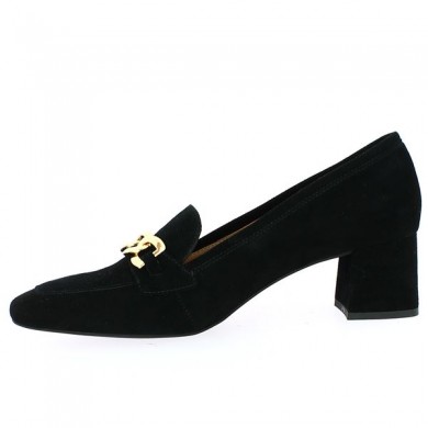 mocassin grande pointure femme velours noir talon chaine doré Shoesissime, vue intérieure