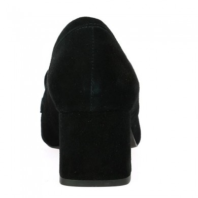 chaussure talon carré grande pointure femme velours noir talon chaine doré Shoesissime, vue arrière