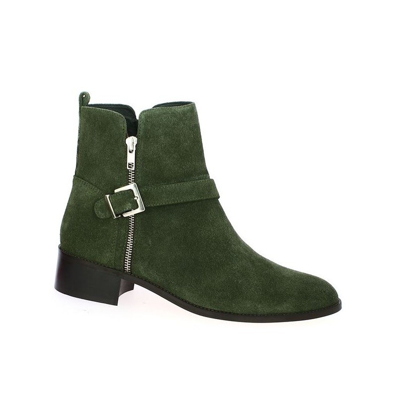 boots femme vert kaki bride zip 42, 43, 44, 45 Shoesissime, vue profil