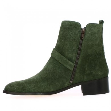 Shoesissime women's large green zip-up boots, inside view