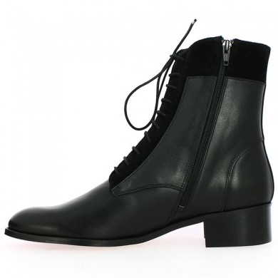 Boots femme plates lacets tout cuir noir 42, 43, 44, 45 Shoesissime, vue intérieure
