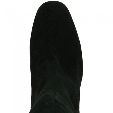Black velvet women's boots 42, 43, 44, 45 square toe small heel, top view