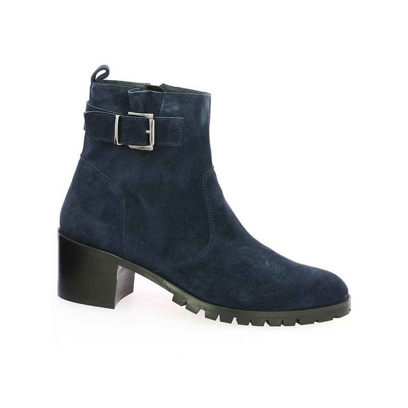 women's blue velvet square heel boots 42, 43, 44, 45 Shoesissime, profile view