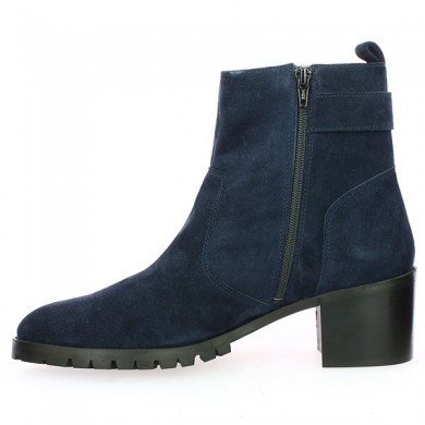 boots femme talon carré velours bleu grande taille Shoesissime, vue intérieure
