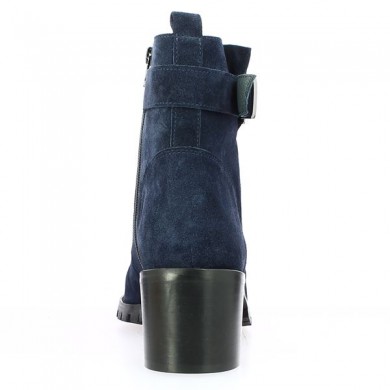 women's boots blue velvet square heel 42, 43, 44, 45 Shoesissime, rear view