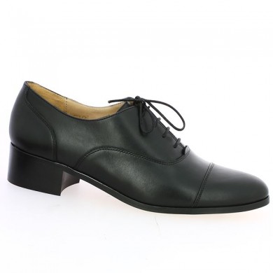 black leather derby woman 42, 43, 44, 45 small heel Shoesissime, profile view