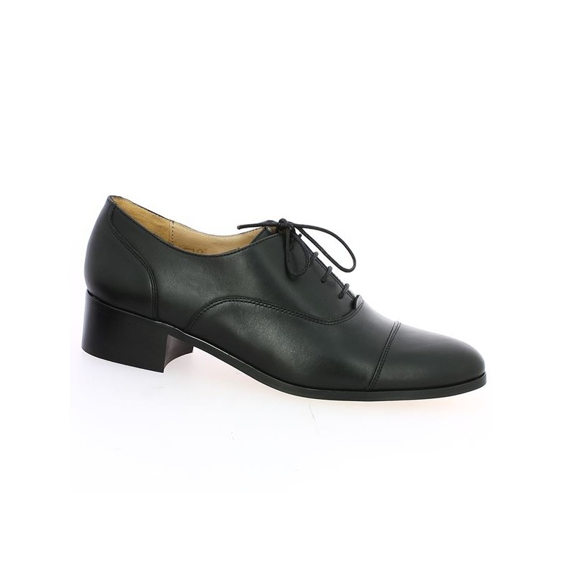 black leather derby woman 42, 43, 44, 45 small heel Shoesissime, profile view