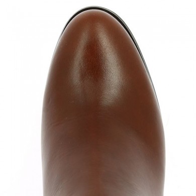 botte marron camel mollet large petit talon grande taille femme, vue dessus