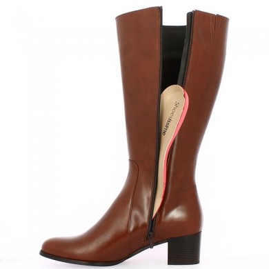brown camel boot wide calf small heel removable sole 42 43 44 45 woman, view details
