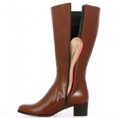 botte marron camel mollet large petit talon semelle amovible 42 43 44 45 femme, vue détails