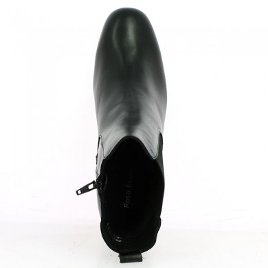 bottine grande pointure à talon épais confortable élastiques cuir noir, vue dessus