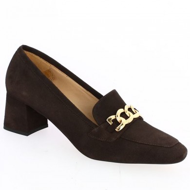 brown velvet moccasin with gold chain 42, 43, 44, 45 Shoesissime, side view