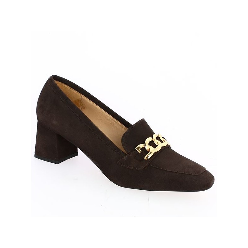 mocassin velours marron chaine doré 42, 43, 44, 45 Shoesissime, vue profil