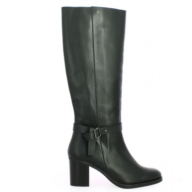 women's black leather boots thick heel big size Shoesissime, side view
