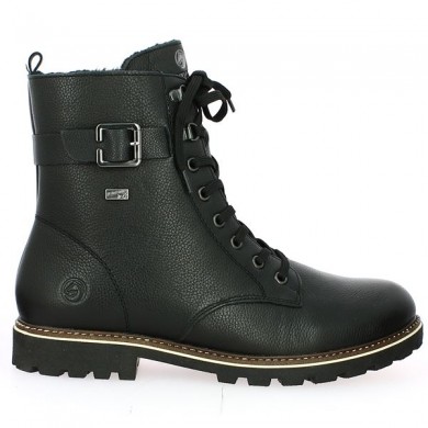 Warm women's boots large black leather D8475-01 Remonte Shoesissime, side view